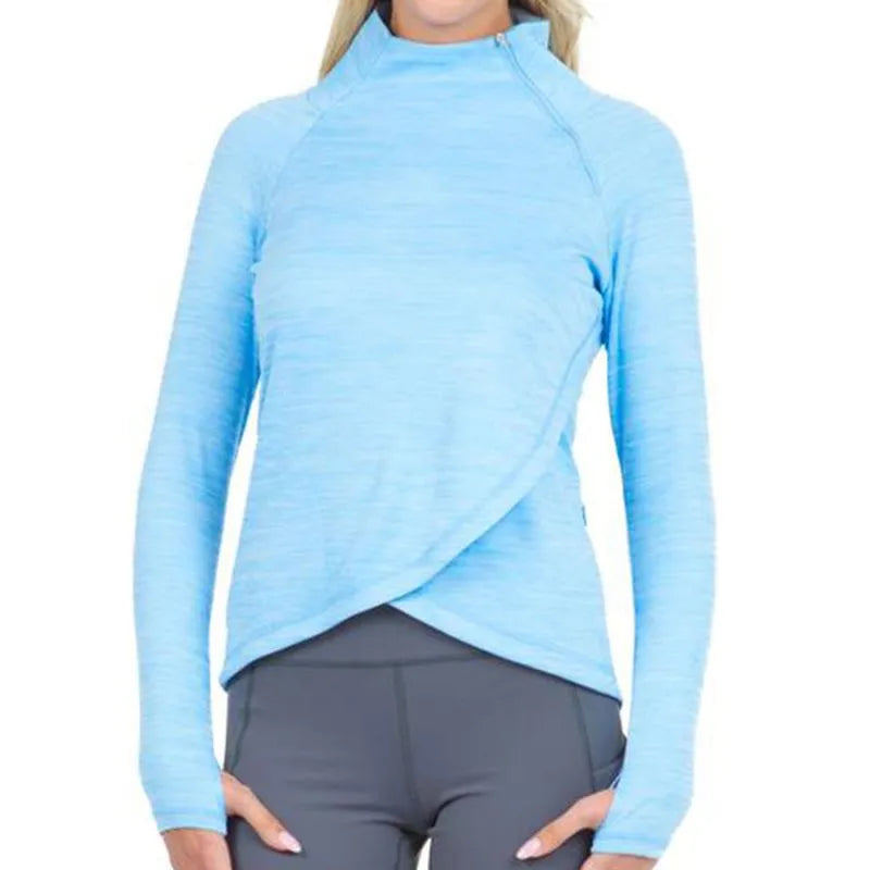 Ibkul  Asymmetrical Zip Pullover - SPF 50  PERIWINKLE