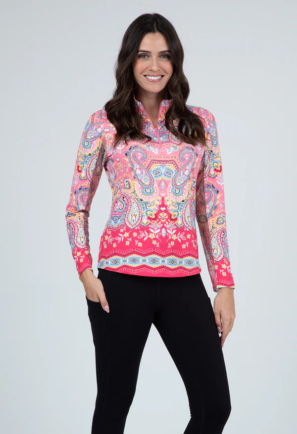 Ibkul Limited Edition Long Sleeve  Zip Mock - Vicki