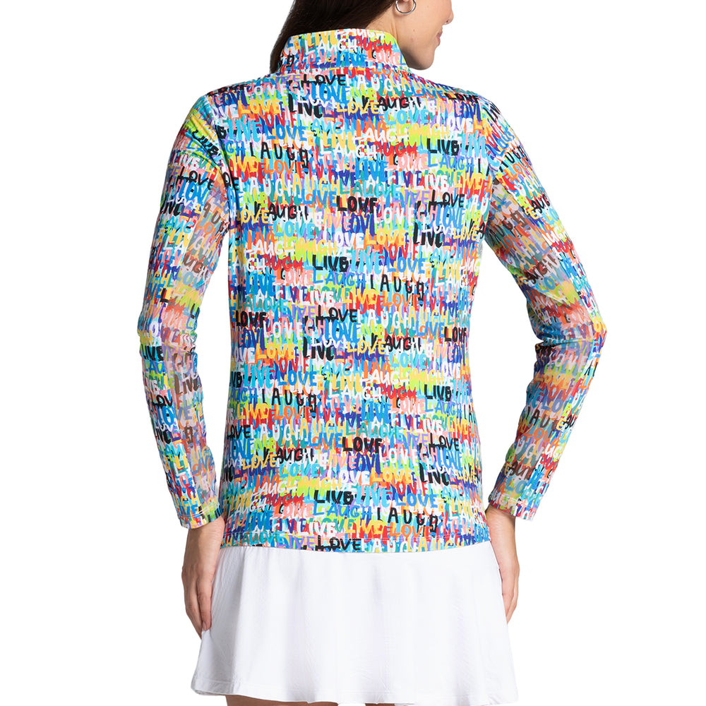 
                      
                        Ibkul Long Sleeve Zip Mock Live Laugh Love Print 10935
                      
                    