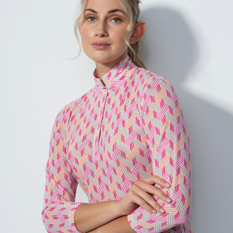 Daily Sport  DIgne Pink Geometric Print  Polo