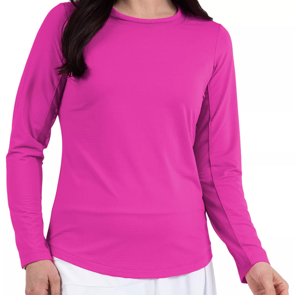 Ibkul Icifil SPF 50 Long Sleeve Sun Shirt: Crew Neck  Raspberry