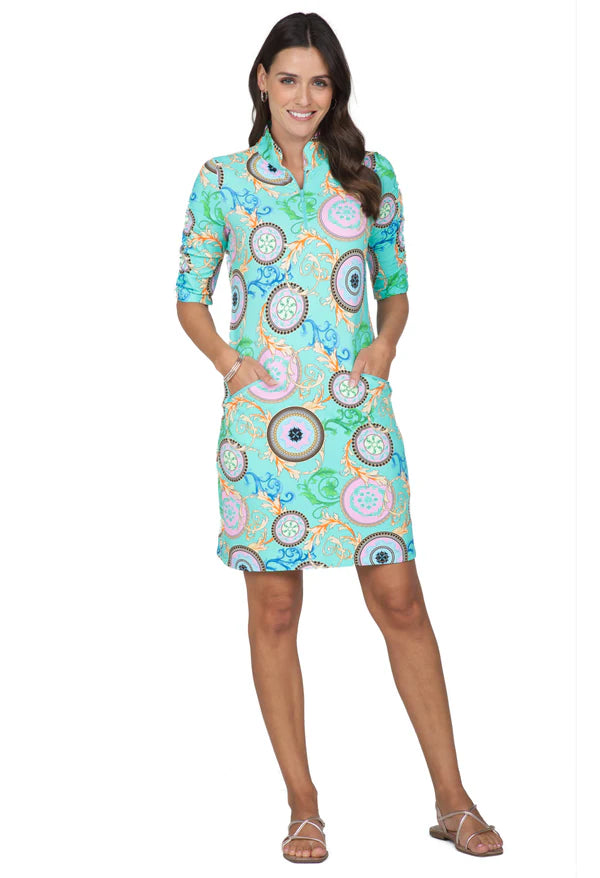 Ibkul  Elbow Length Sleeve Dress - Debbie Turq/Multi