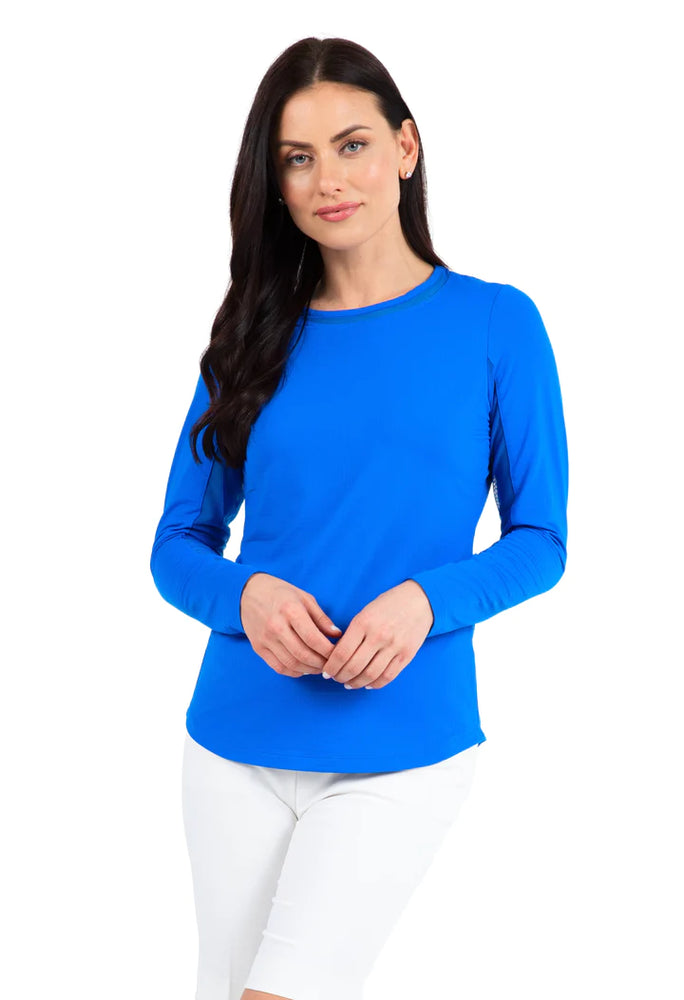 Ibkul Long Sleeve Crew Neck Sun Shirt:  BLUE | SPF 50