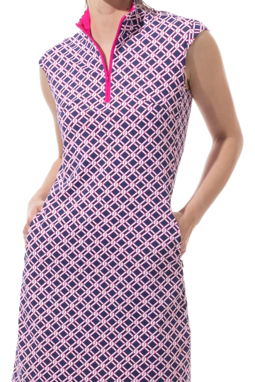 SanSoleil   SolStyle   Sleeveless Print Dress Pinnacle Navy