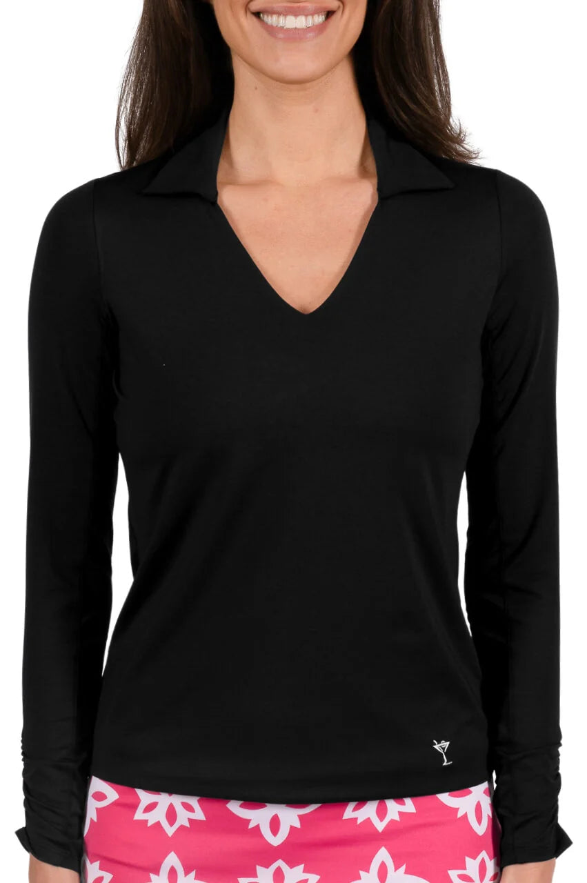 Golftini Long Sleeve LISA Polo - Black