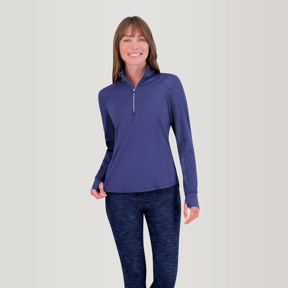 Zero Restriction Renae Long Sleeve Zip Mock - Storm/Storm