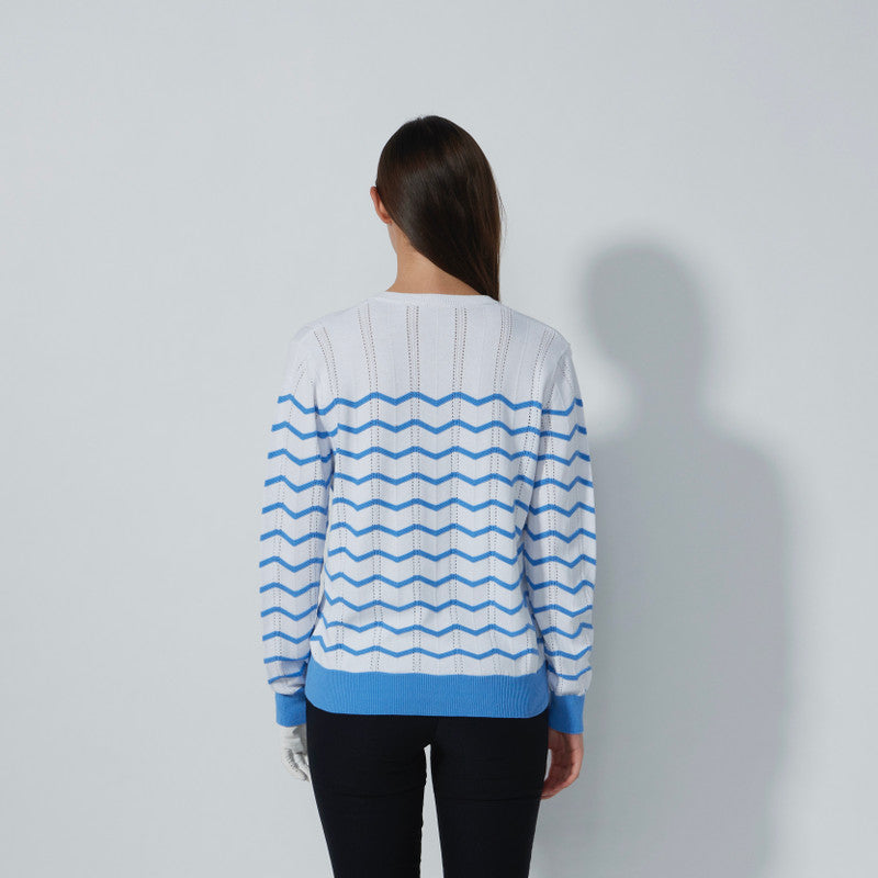 Daily Sports-Wave Blue and White Stripe Sweater