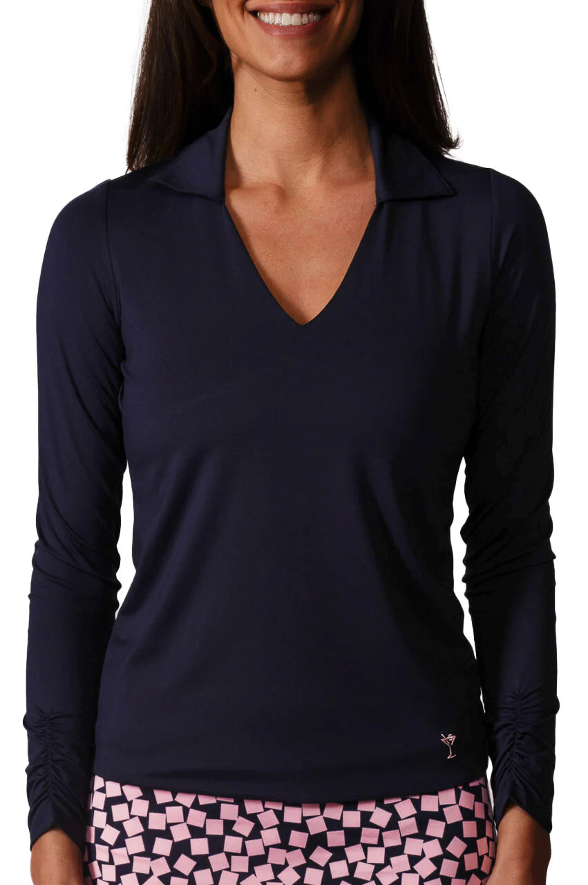 Golftini Long Sleeve LISA Polo - NAVY