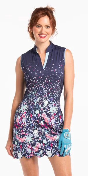 EP NY  Sleeveless GRADATED FLORAL Dress-Inky/Multi