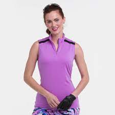 EP NY Sleeveless  Zip Mock Polo w/ Contrast Mesh  Veri Violet Multi