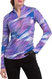 EP NY Long Sleeve Abstract printed polo   -Veri Violet