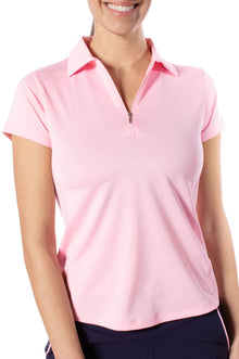 Goftini  Sleeveless Zip Stretch Polo Black - Women's Golf Tops - Golftini