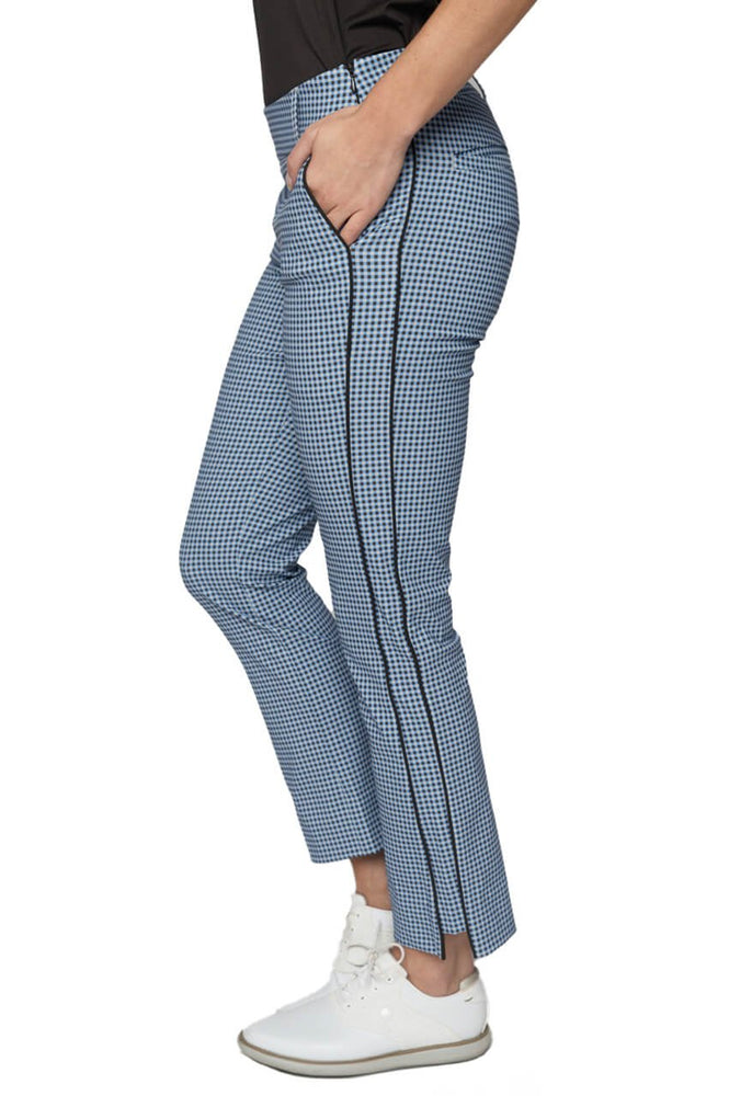 Golftini Strech Ankle Pant - Cocoa/ Blue Gingham