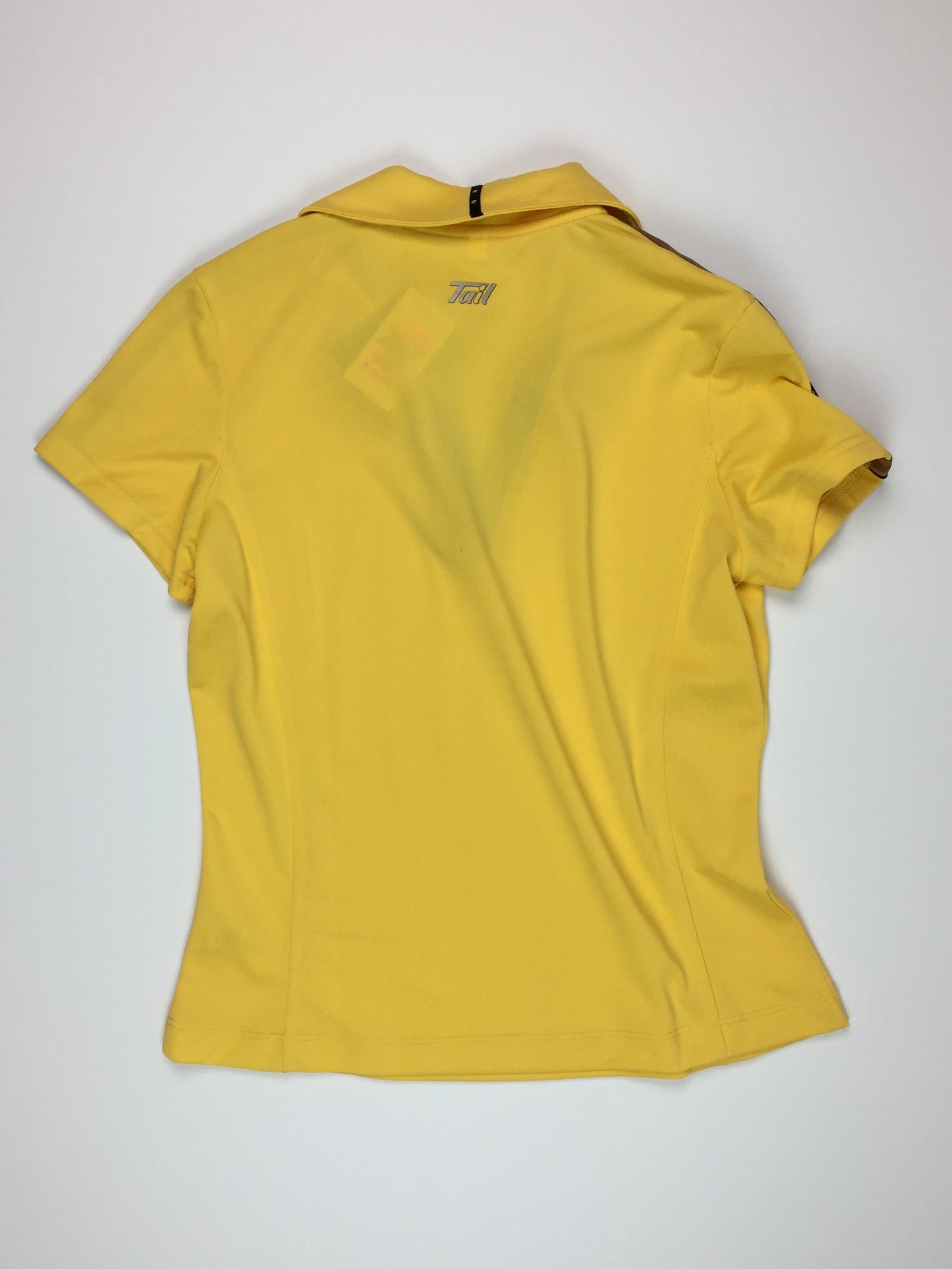 Tail Short Sleeve Golf Top - Yellow with Navy Blue Piping