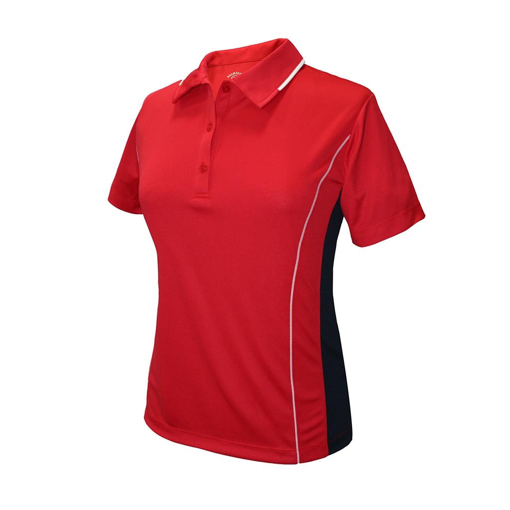 Monterey Club Ladies' Dry Swing Colorblock Shirt Red/NVW  #2192