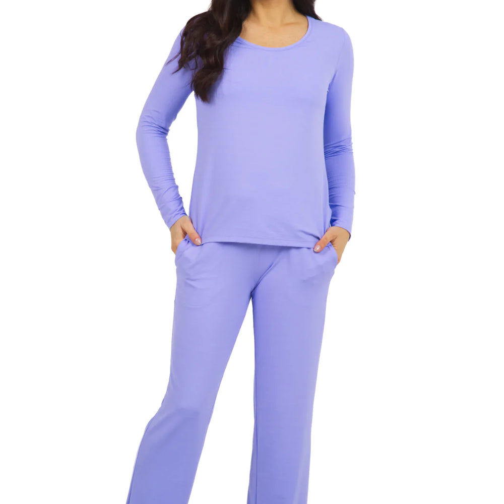 Ibkul   Women's  Crew Neck  Pajama Set - Lavender