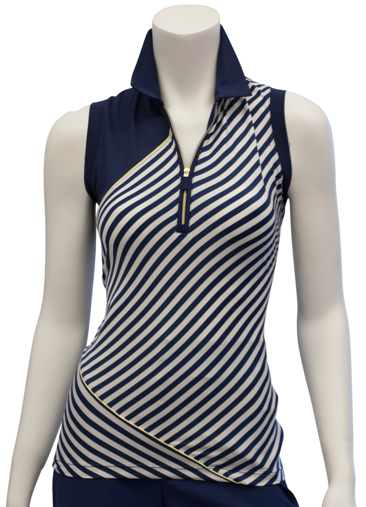 EP NY Sleeveless Stripe Blocked Polo