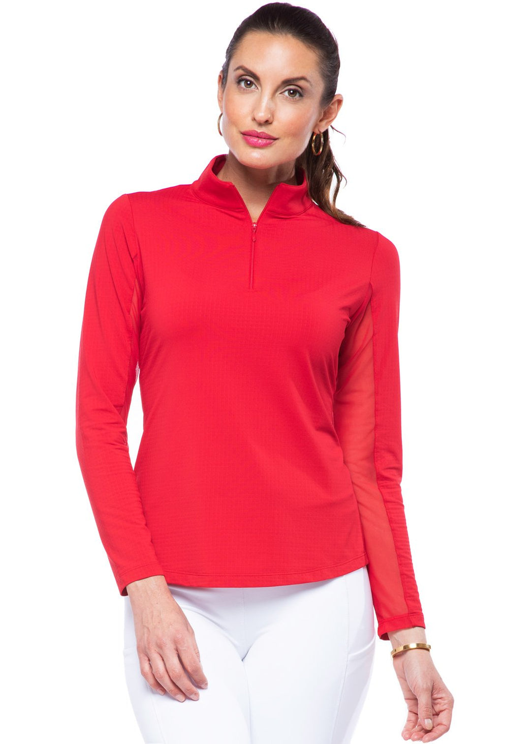 Ibkul Solid Mock Neck Top- Mock