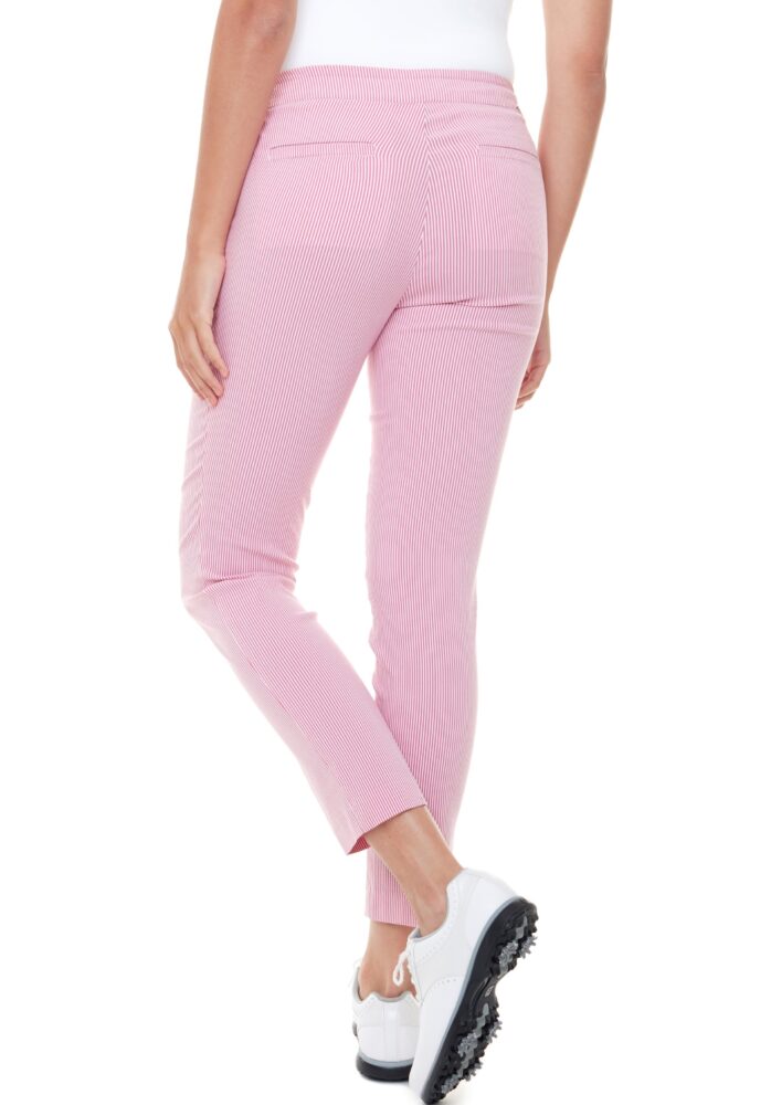 Swing Control STRIPED GOLF ANKLE TOUSER Pant - Pink w/ White Stripe