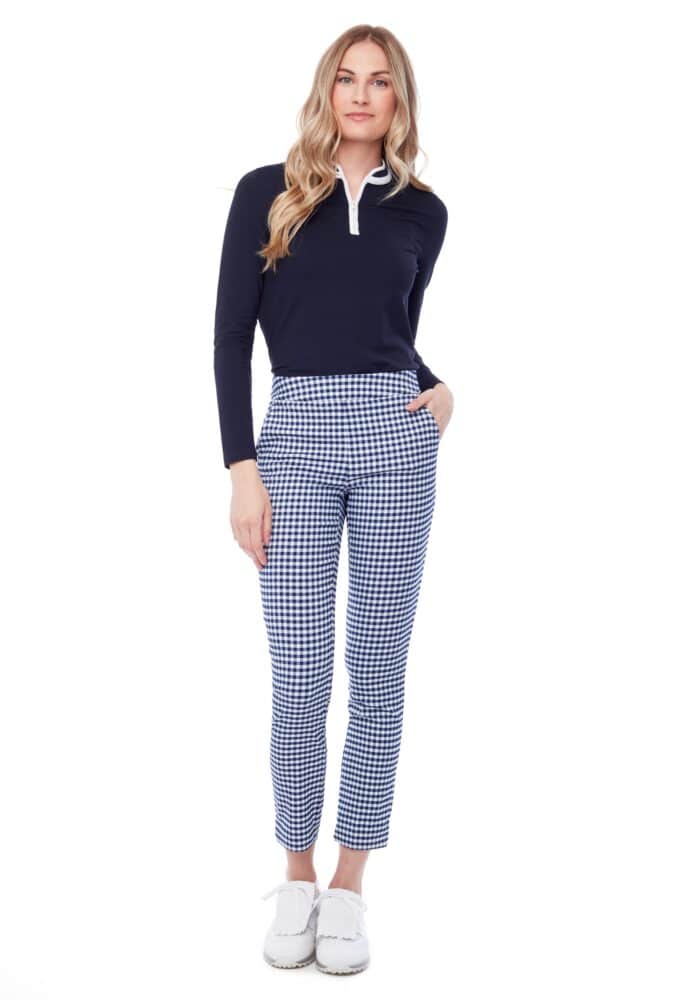 Swing Control  Ankle Pant 28" - Blue/White Gingham