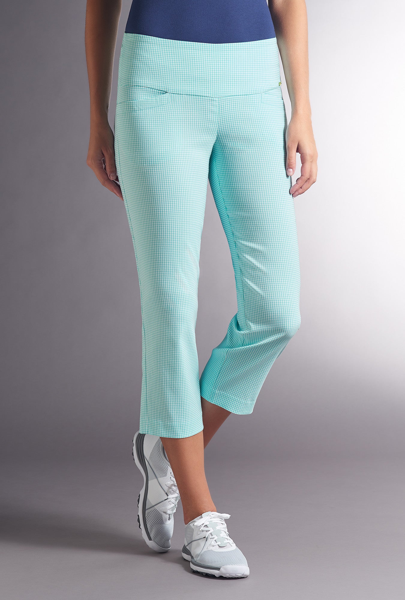 Swing Control Master Gingham Crop Pant - Aqua