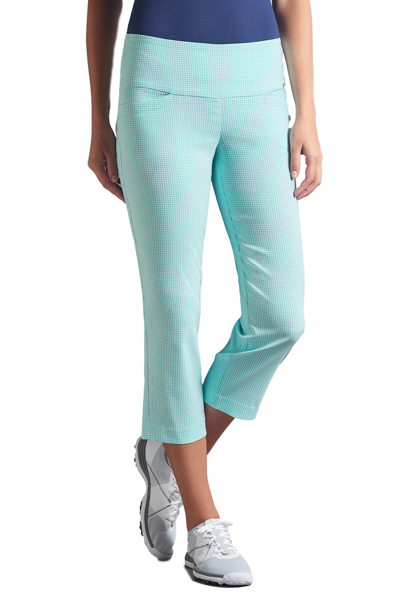 Swing Control Master Gingham Crop Pant - Aqua