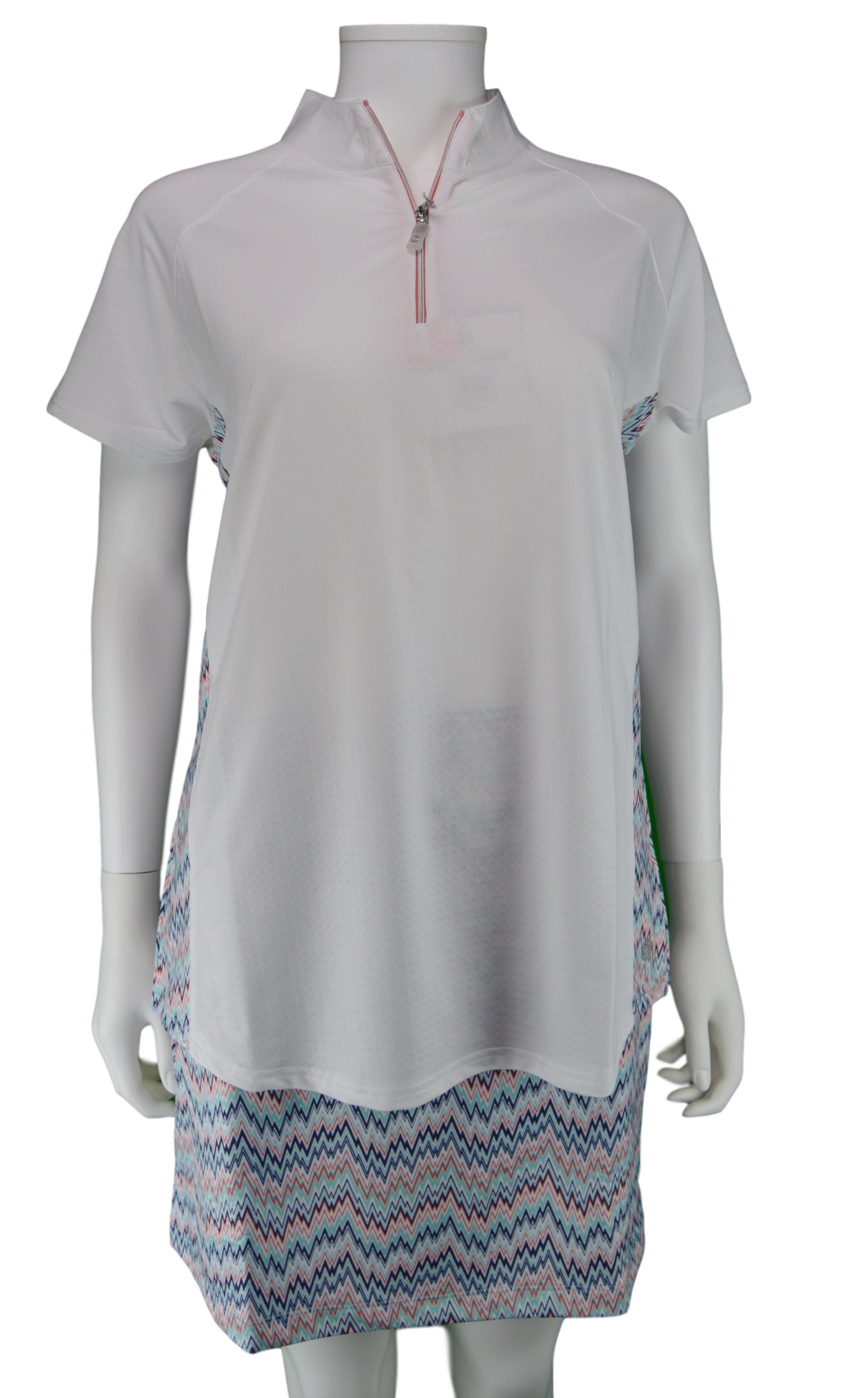 Bette & Court Cool Elements Colorblock Polo UPF 50 - White Mischa Print