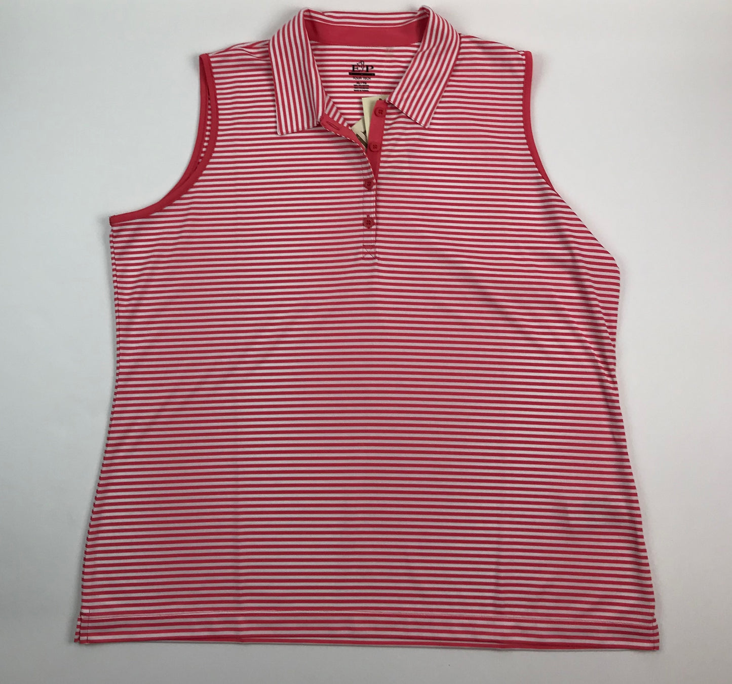 EP Pro Sleeveless Polo  in Coral Stripe