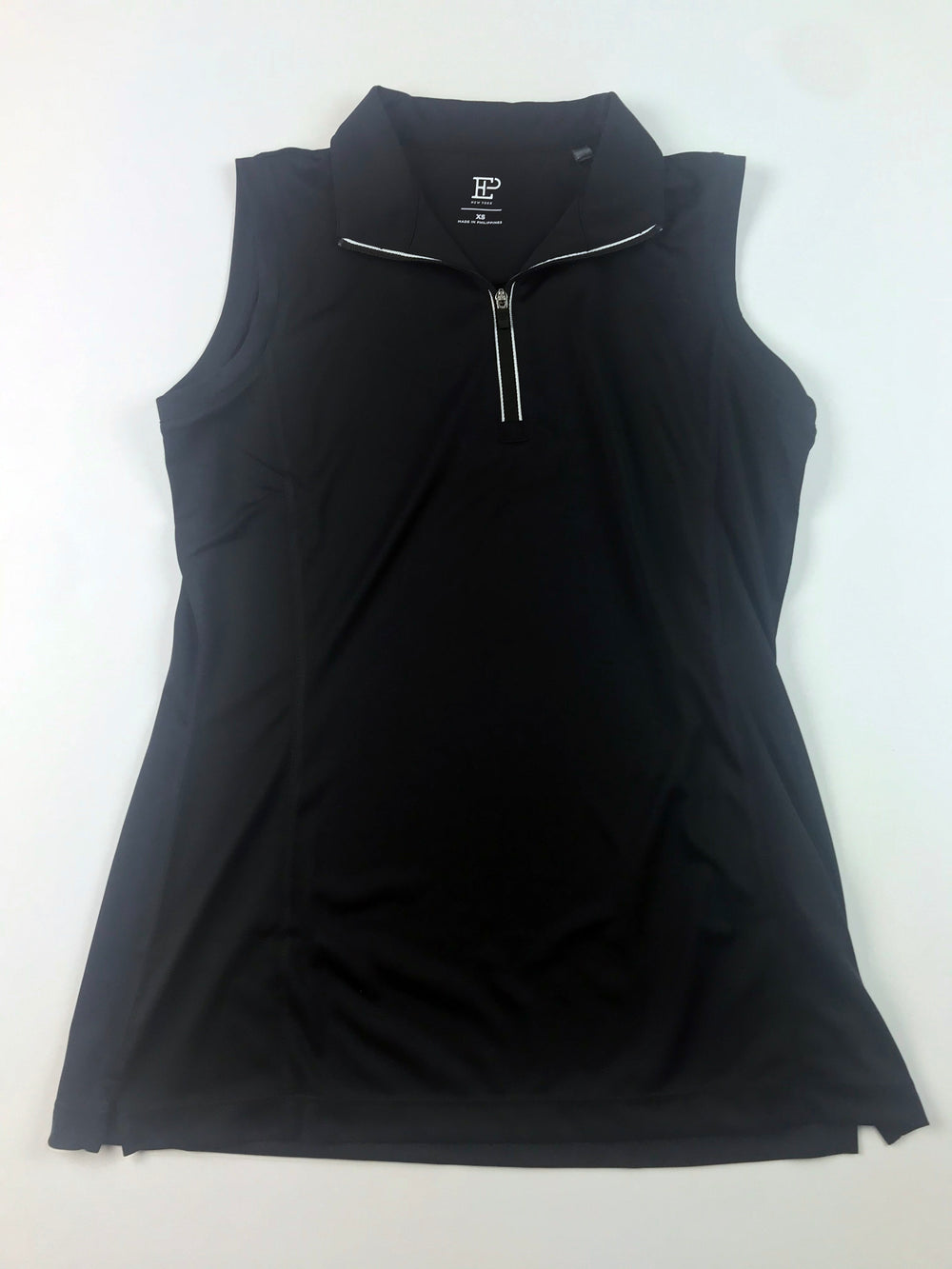 EP NY Sleeveless Zip Mock Polo Black