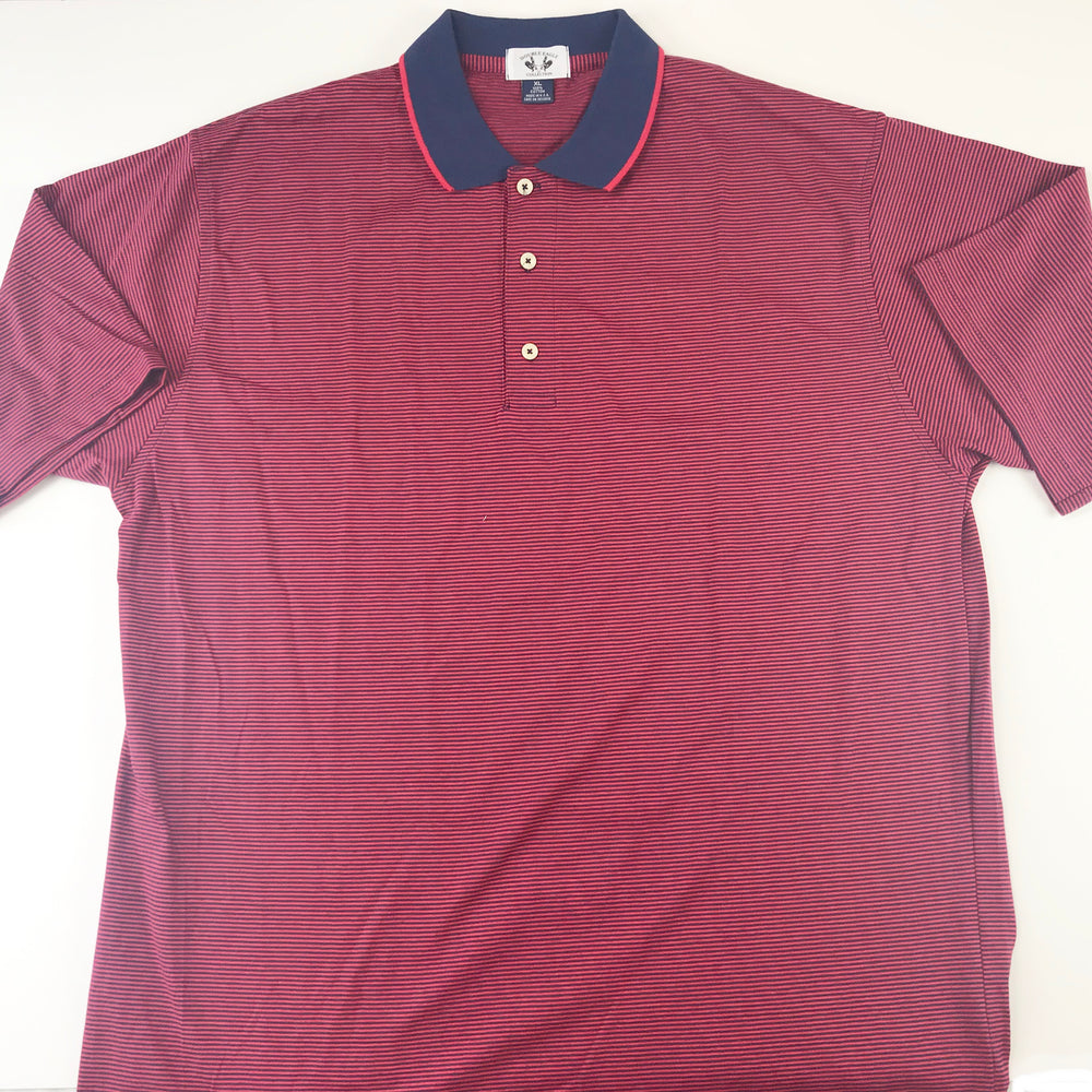 Double Eagle Mens Golf Polo  Red / Navy Stripe