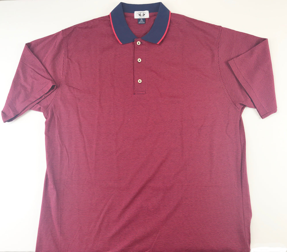 Double Eagle Mens Golf Polo  Red / Navy Stripe