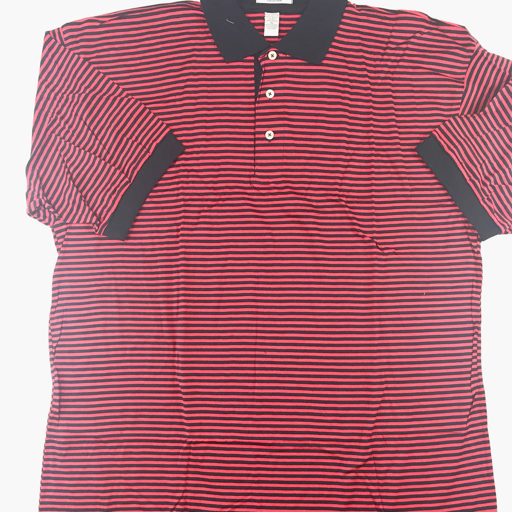 Double Eagle Mens Golf Polo  Red / Black Stripe