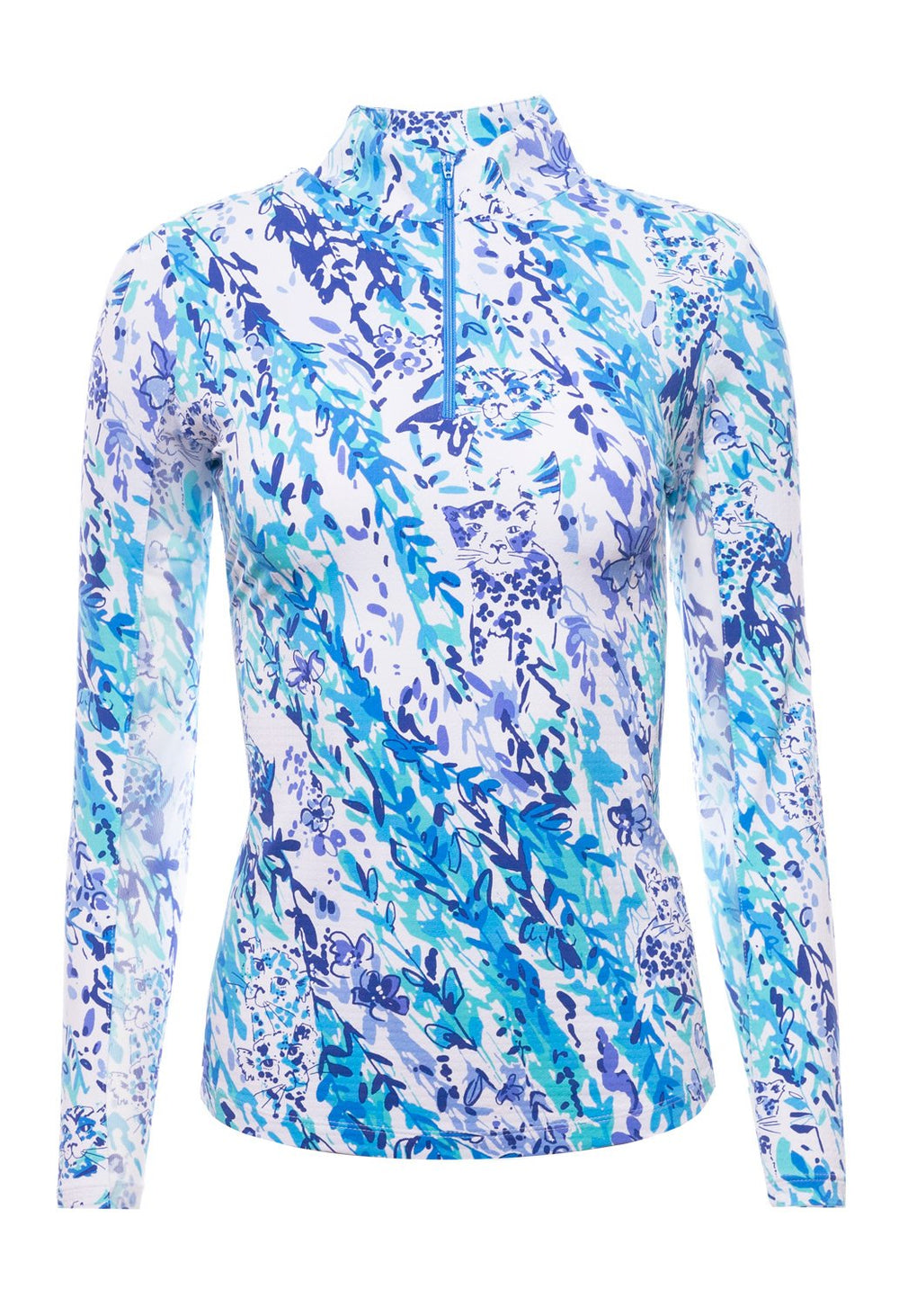 Ibkul Long Sleeve Mock: Cat Cay Navy/Seafoam Print | SPF 50