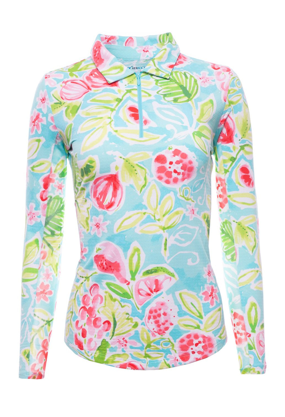 Ibkul Long Sleeve Mock: Tutti Seafoam Print | SPF 50