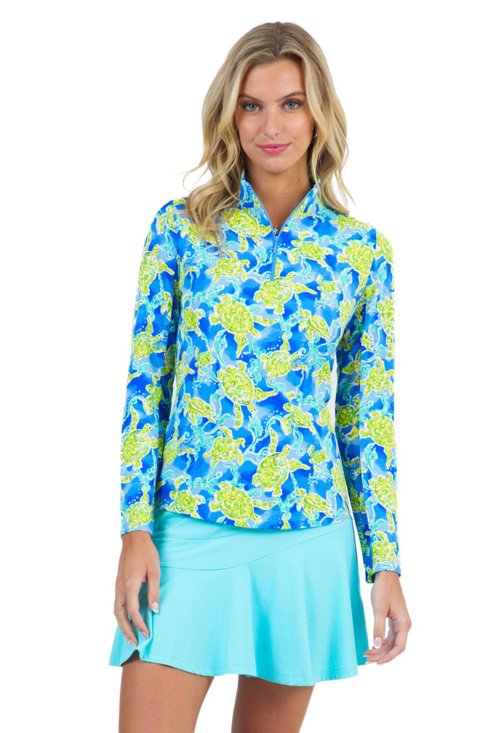 Ibkul Icifil Long Sleeve Sun Shirt:   SPF 50 Turtle @ Sea Print Peri Multi