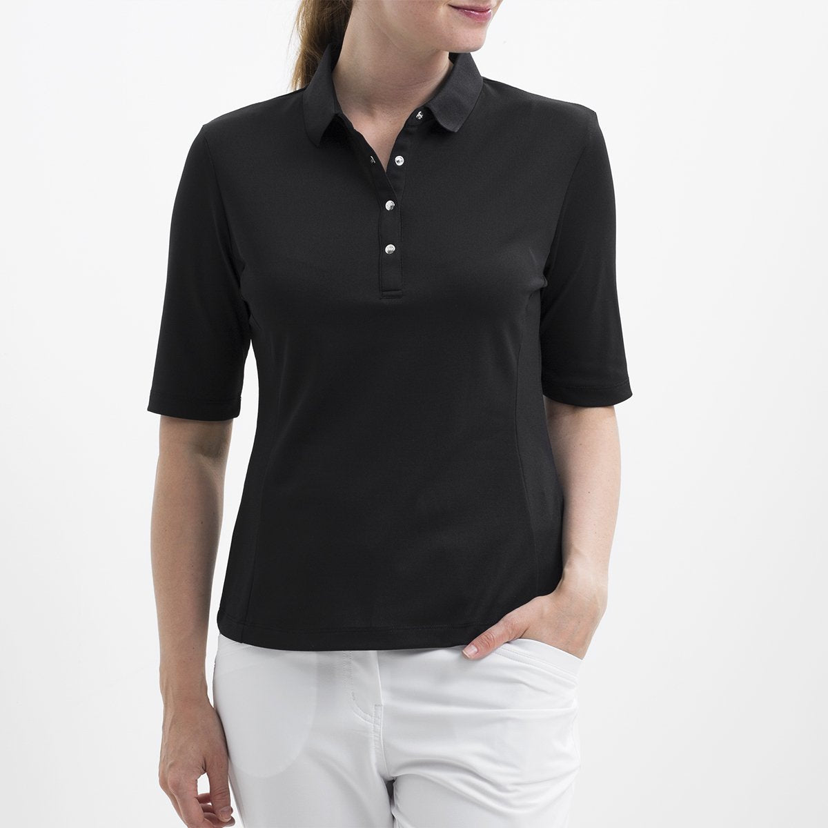 Nivo Nina Elbow Sleeve Polo - Black - SPF 50