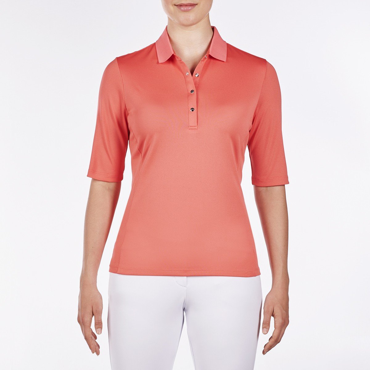 Nivo Nina Elbow Sleeve Polo - Sunkist Coral - SPF 50