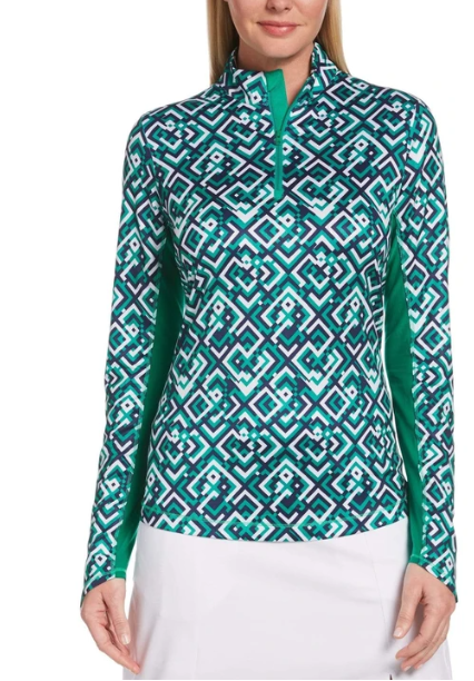 Callaway Womens  Swing Tech Geo Print Sun Shirt Peacoat