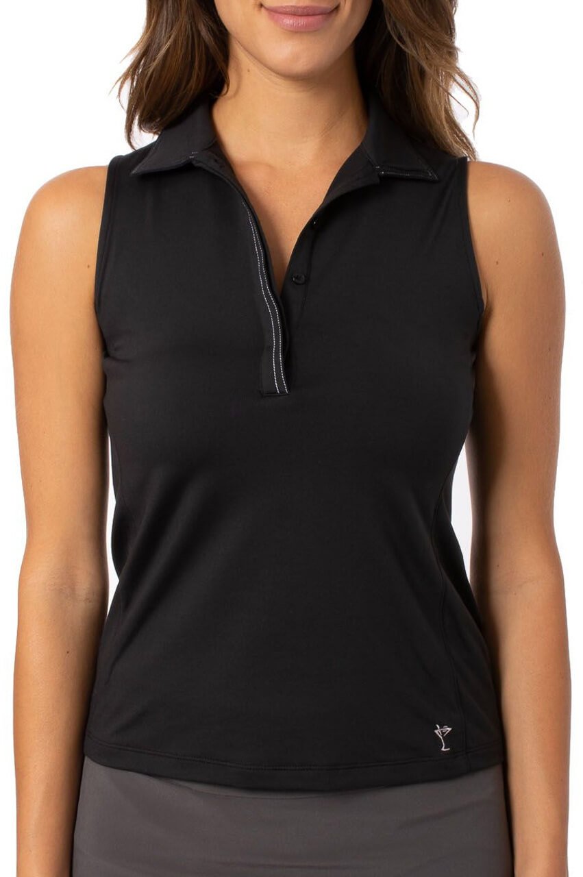 Golftini Sleeveless Fabulous Polo -Black