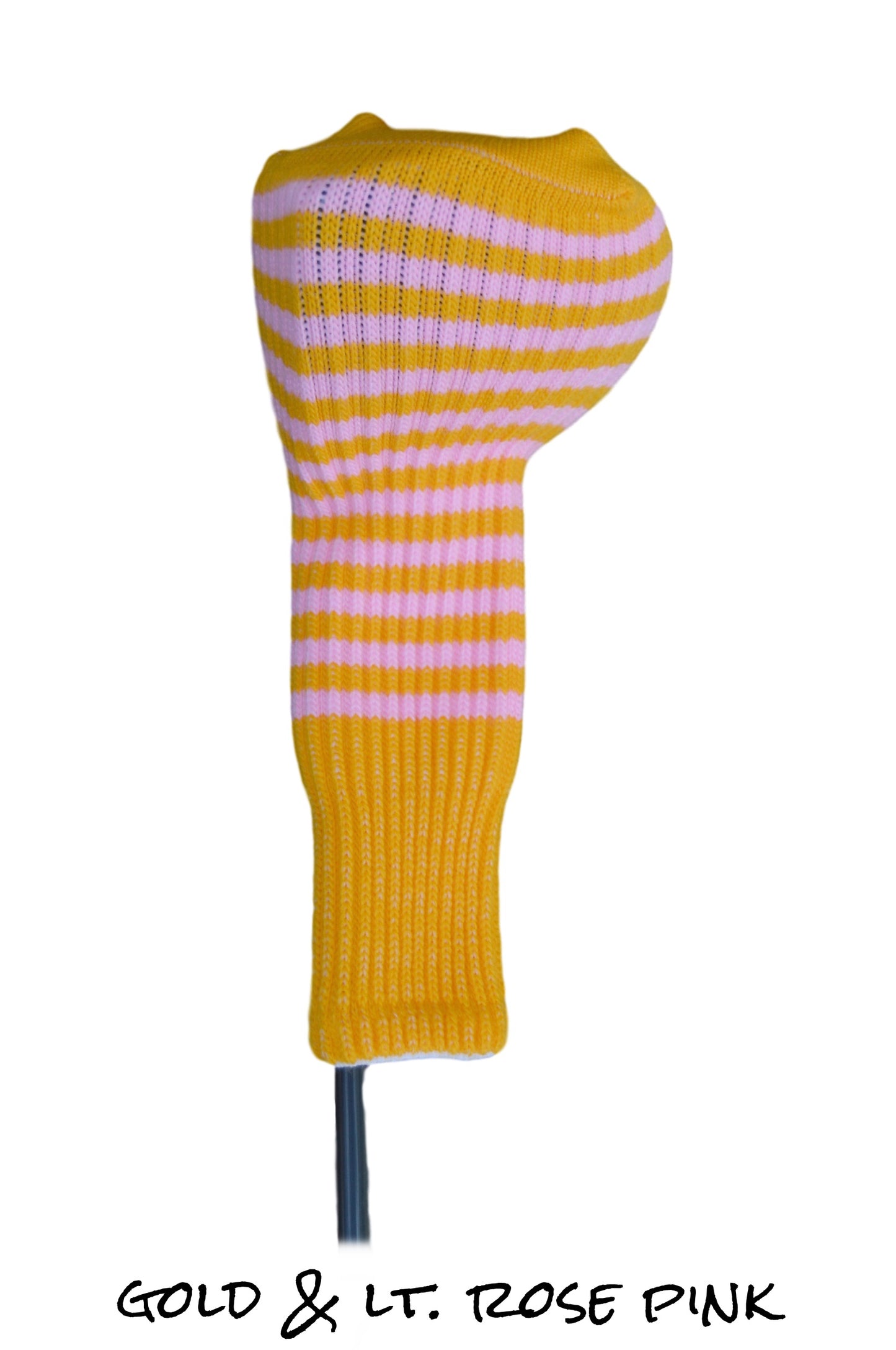 Gold and Light Rose Pink Club Sock Golf Headcover