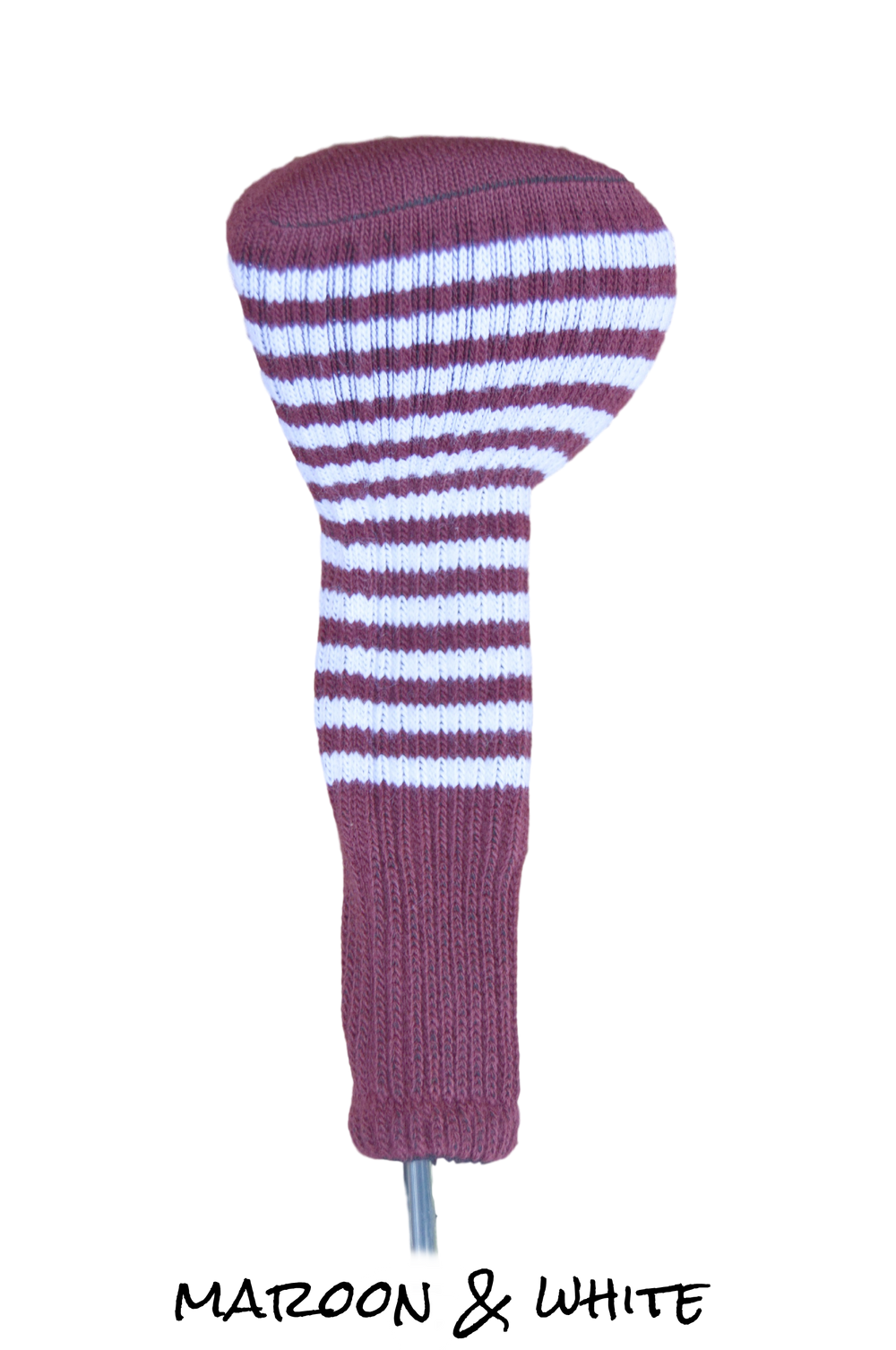 Maroon and White Club Sock Golf Headcover