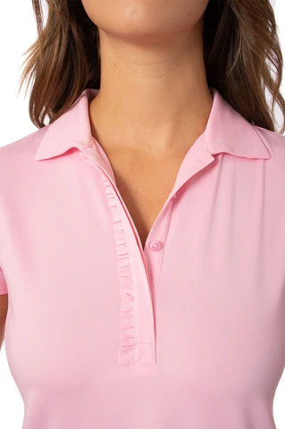 Golftini Short Sleeve Ruffle Tech Polo LIGHT PINK