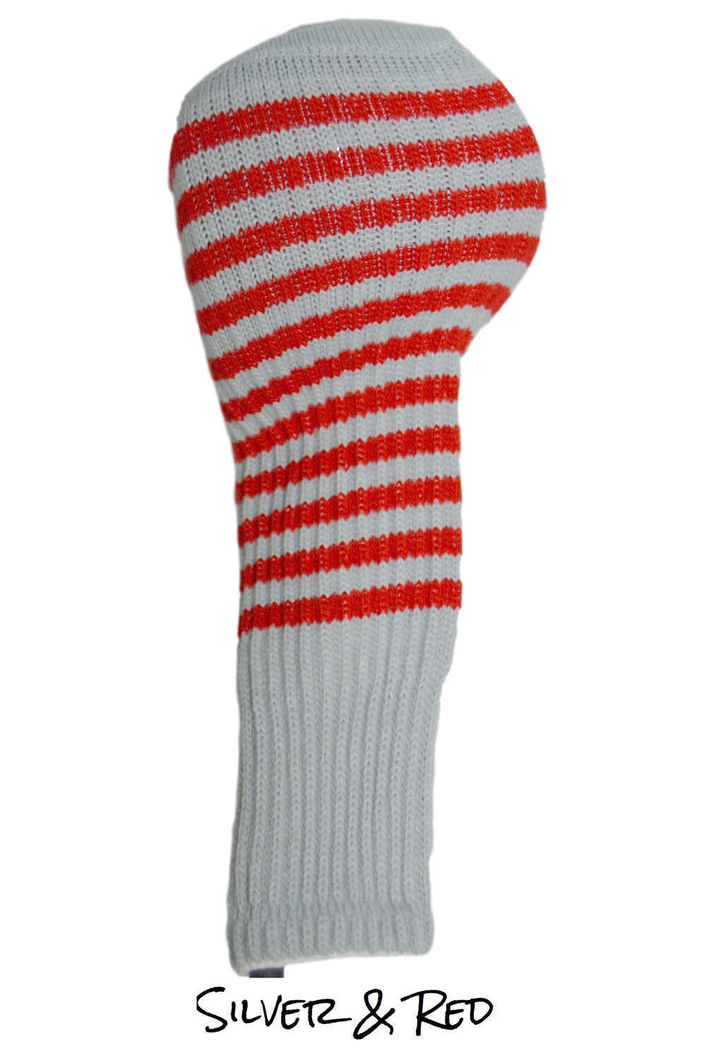 Silver and Red Club Sock Golf Headcover