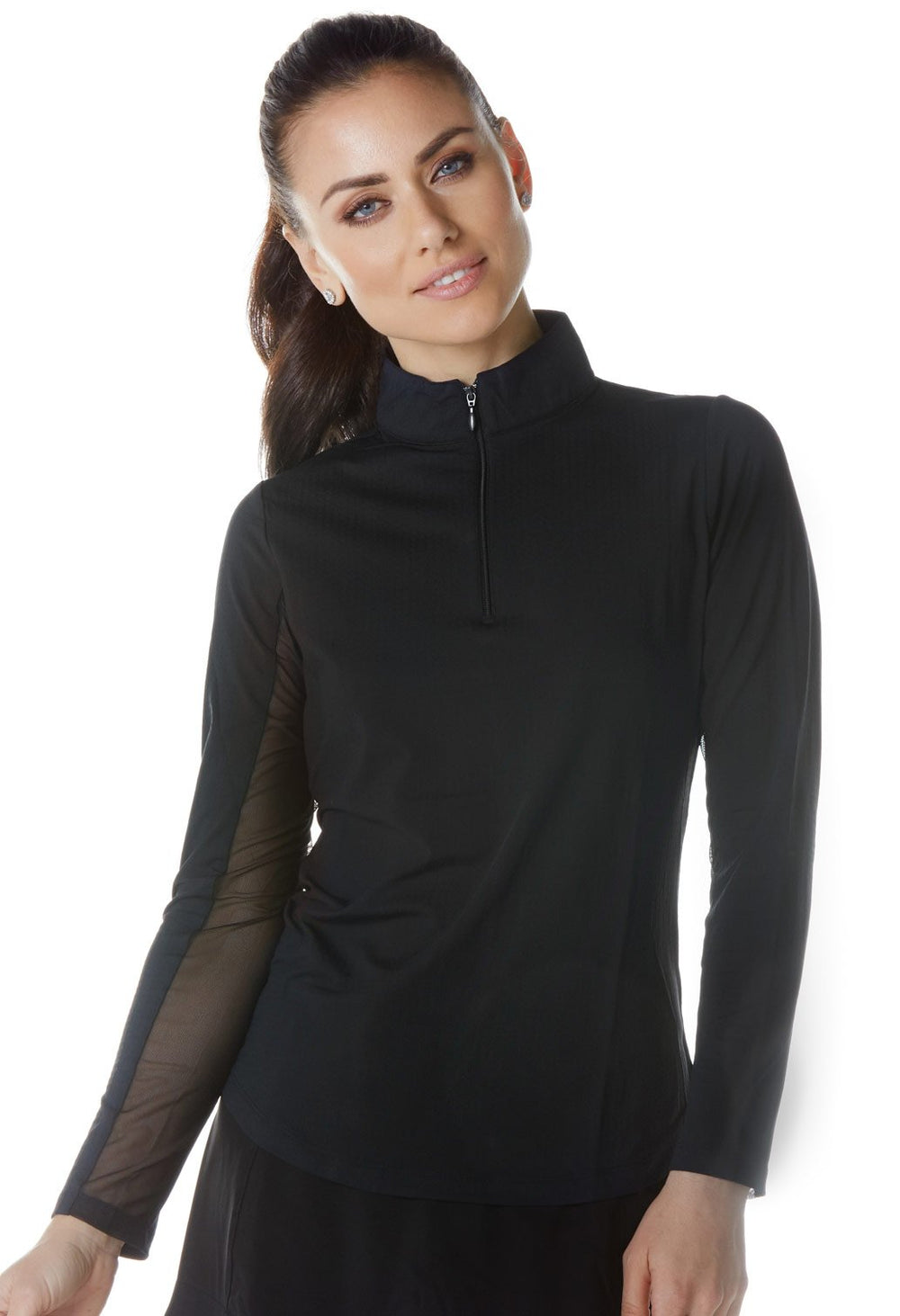 Ibkul Icifil SPF 50 Long Sleeve Sun Shirt Mock Neck-Black