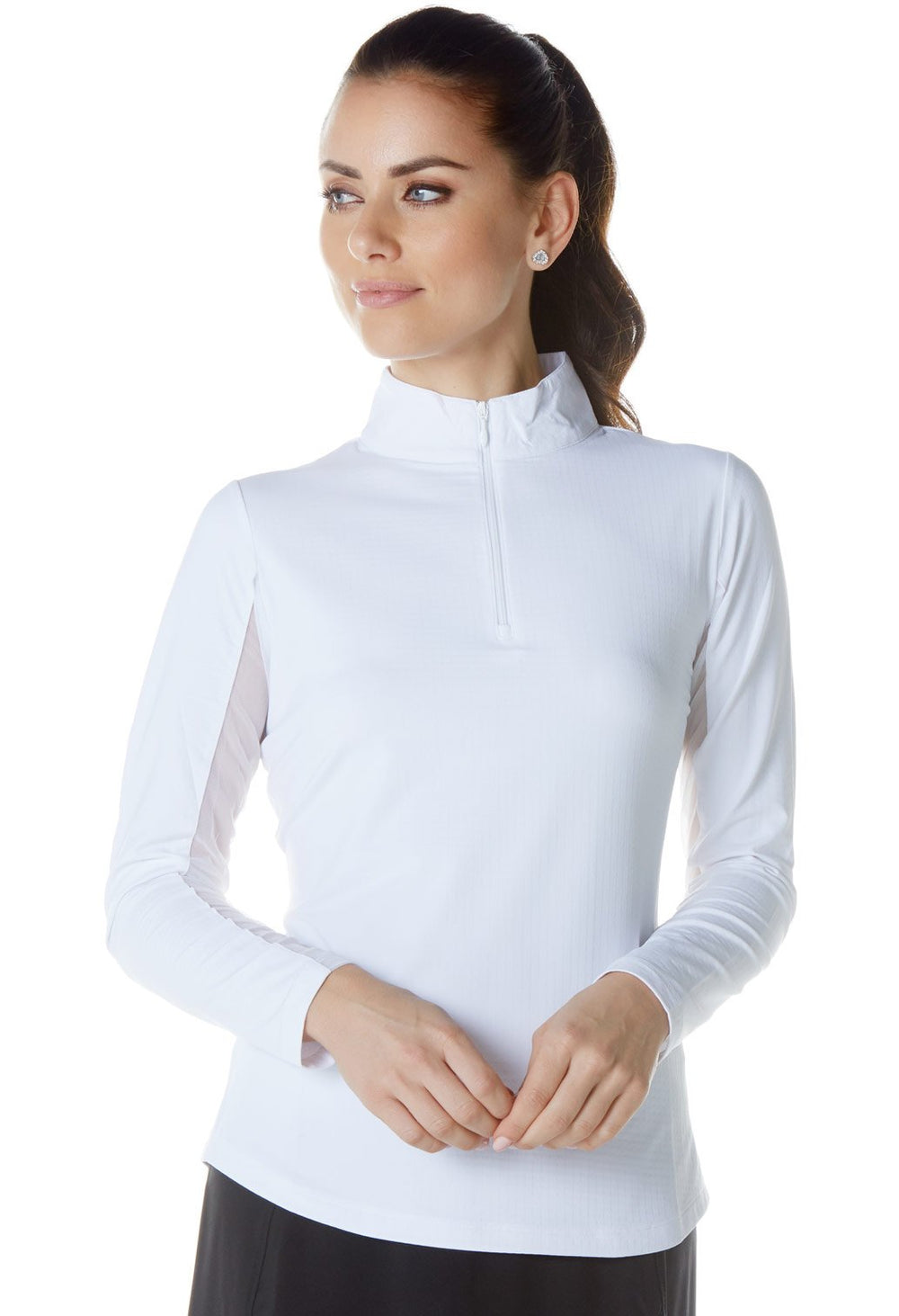 Ibkul Solid Mock Neck Top - White