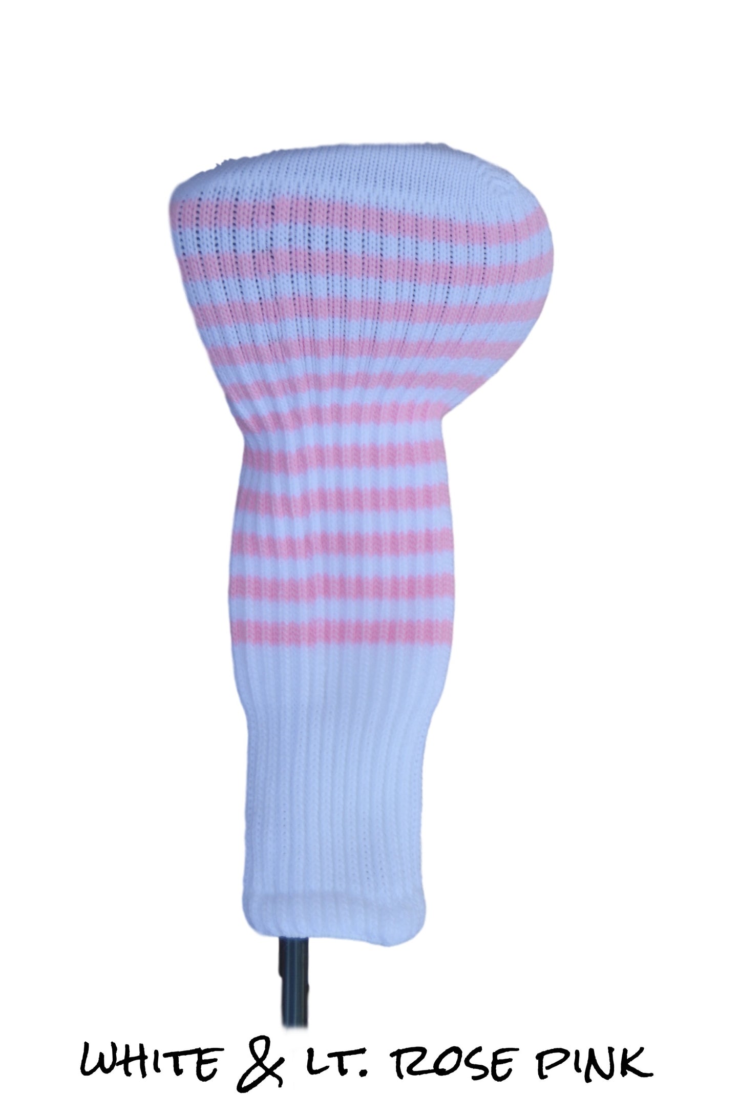 White and Light Rose Pink Club Sock Golf Headcover