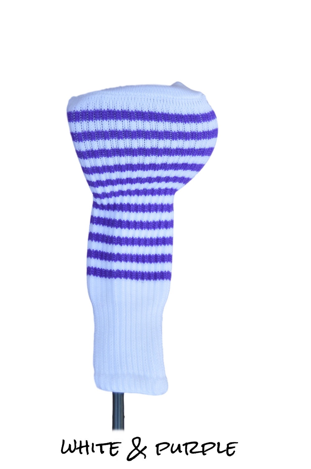 White and Purple Club Sock Golf Headcover